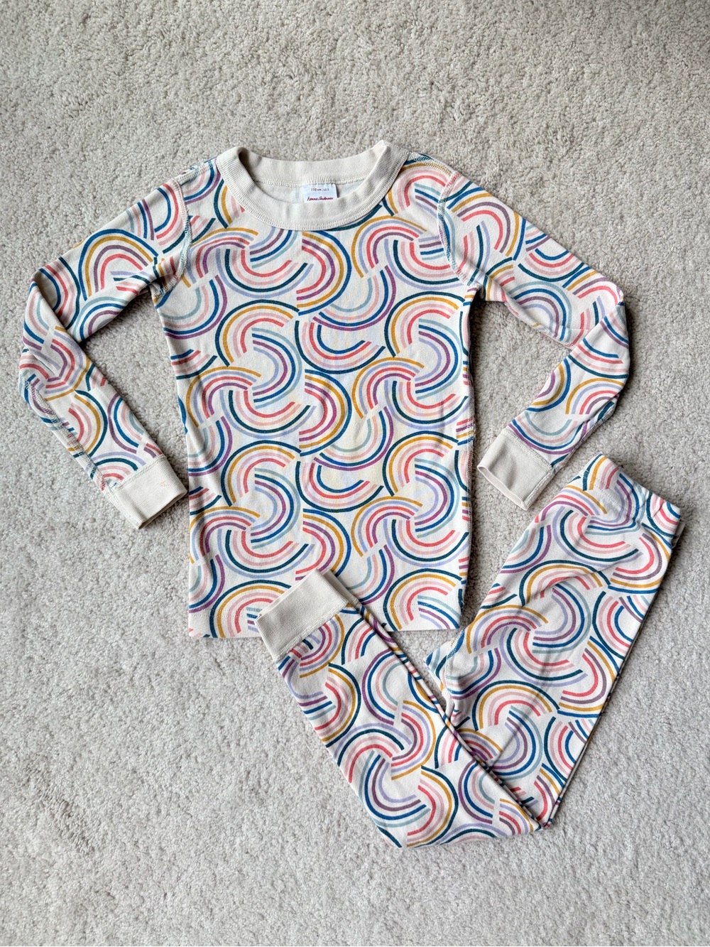 Hanna Andersson Cream Knit Top with Subtle Multicolor Stripes